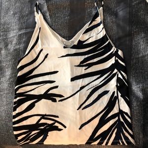 3/$15 mix and match. H&M camisole. White with black and blue design.